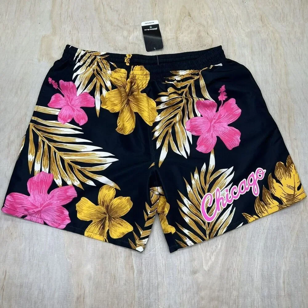 NEW SM Chicago Bulls Mitchell Ness Floral Pattern Knit Shorts Mesh Liner